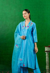 Silk  Chanderi Suit with Orgnza Dupta Hand Embrodiray