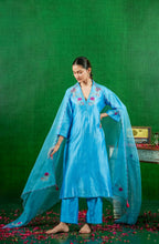 Silk  Chanderi Suit with Orgnza Dupta Hand Embrodiray