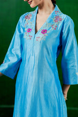 Silk  Chanderi Suit with Orgnza Dupta Hand Embrodiray