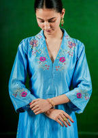 Silk  Chanderi Suit with Orgnza Dupta Hand Embrodiray