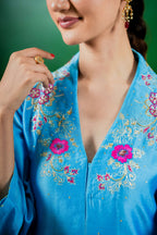 Silk  Chanderi Suit with Orgnza Dupta Hand Embrodiray