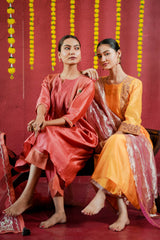 Silk chanderi suit tissue silk dupta threade hand embroidery with zari work 