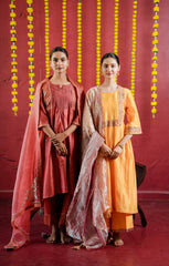 Silk chanderi suit tissue silk dupta threade hand embroidery with zari work 