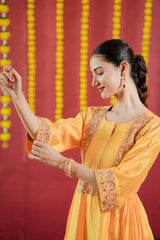 Silk chanderi suit tissue silk dupta threade hand embroidery with zari work 