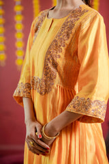 Silk chanderi suit tissue silk dupta threade hand embroidery with zari work 