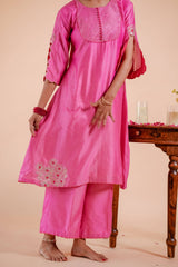 Silk Chanderi suit orgnza dupta patch work with Dabka hand Embrodiray