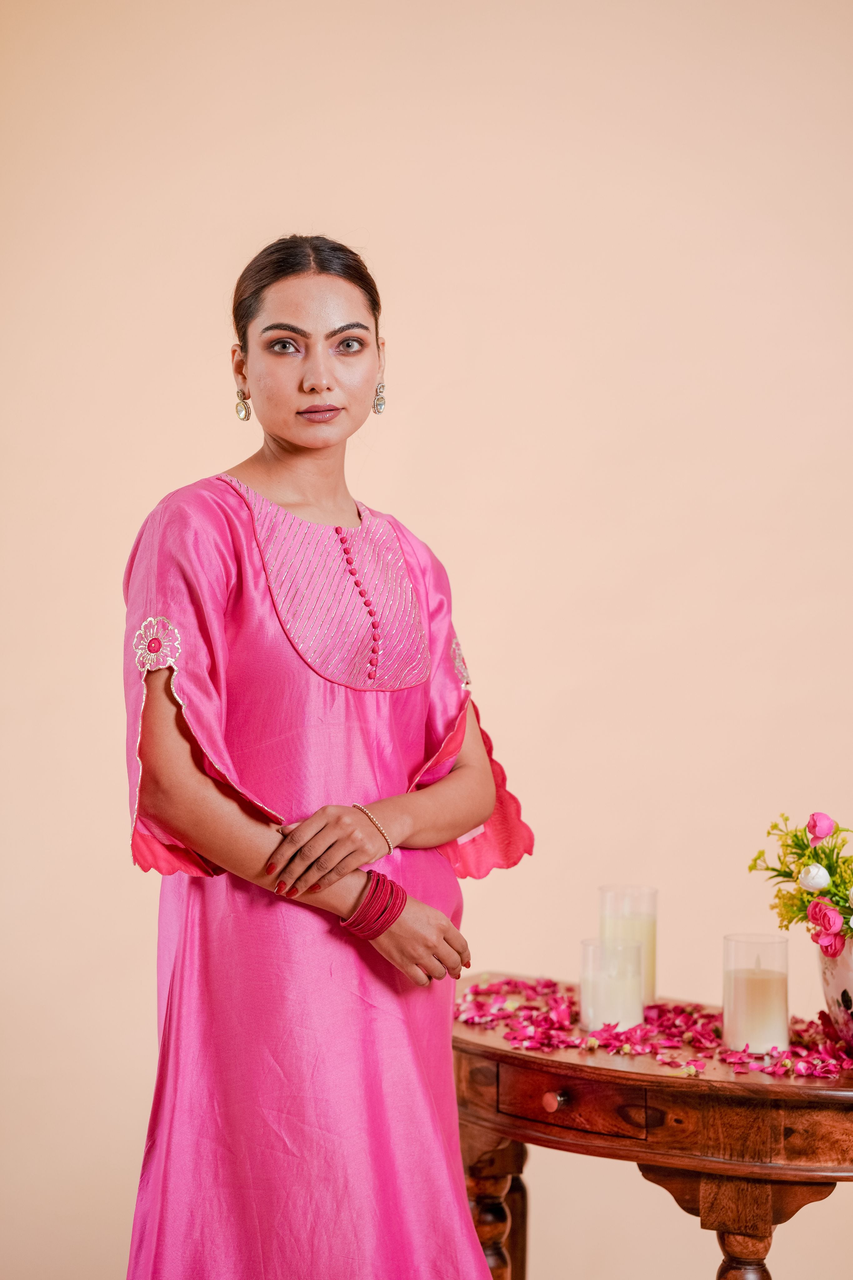 Silk Chanderi suit orgnza dupta patch work with Dabka hand Embrodiray