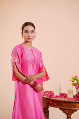 Silk Chanderi suit orgnza dupta patch work with Dabka hand Embrodiray