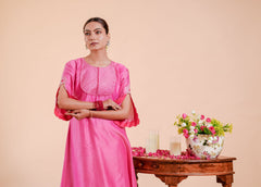 Silk Chanderi suit orgnza dupta patch work with Dabka hand Embrodiray