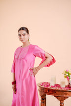 Silk Chanderi suit orgnza dupta patch work with Dabka hand Embrodiray