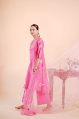 Silk Chanderi suit orgnza dupta patch work with Dabka hand Embrodiray