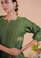 Silk Chanderi Suit Orgnza Duptta Dabka Work Printext Neck Line