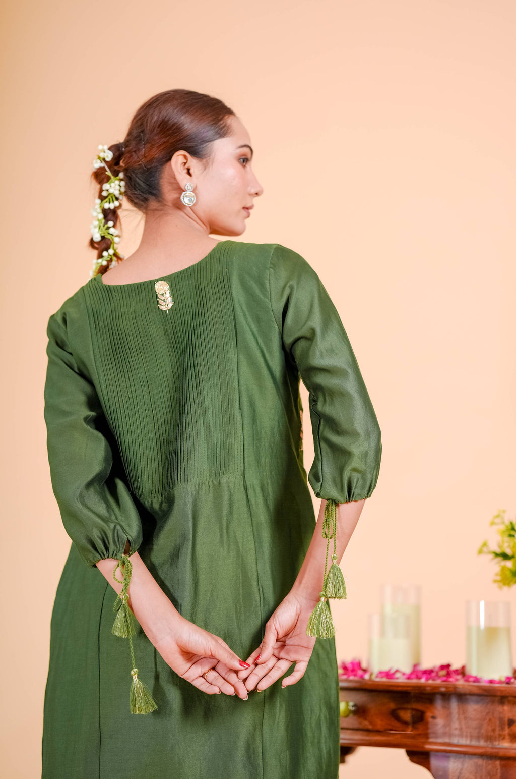 Silk Chanderi Suit Orgnza Duptta Dabka Work Printext Neck Line
