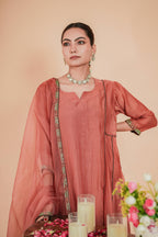 Mul Chanderi Suit Orgnza Dupta Sequence Hand Embrodiray