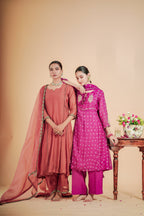Mul Chanderi Suit Orgnza Dupta Sequence Hand Embrodiray
