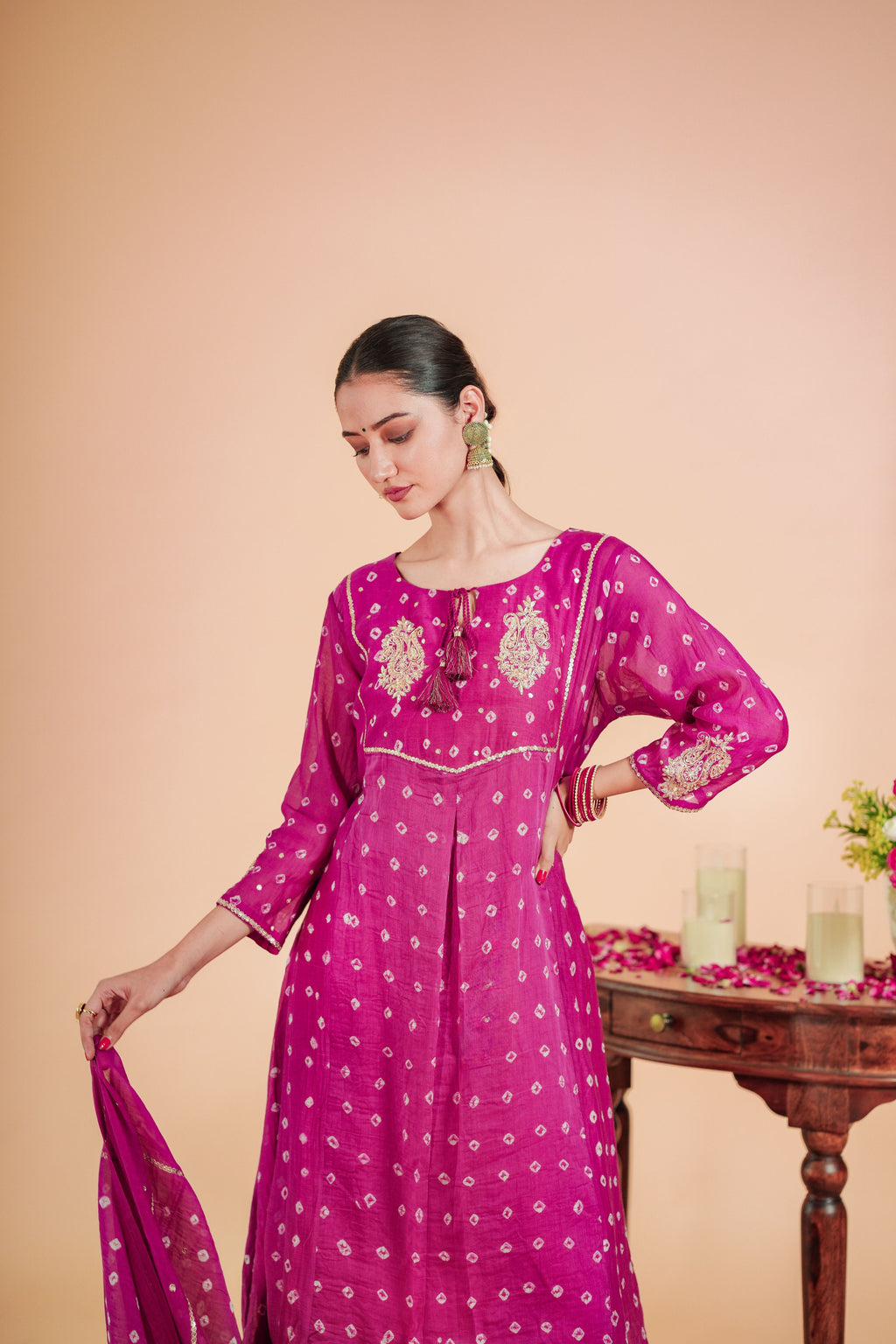 Mul Chanderi with Bhadani or Hand Embrodira