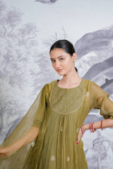 Pure mul chanderi with dabka pithon hand Embrodiray pure orgnza dupta