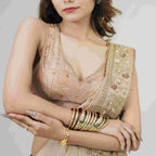 Pure Tussar Silk Saree with Handcrafted Copper Dabka Embroidery
