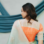 Handcrafted Satin Organza Saree | Dabka & Sequin Embroidery