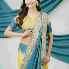 Pure Tussar Silk Saree with Handcrafted Dabka Embroidery