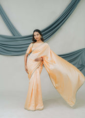 Pure China Silk Saree with Handcrafted Dabka Sequin Embroidery