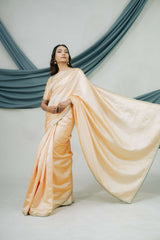 Pure China Silk Saree with Handcrafted Dabka Sequin Embroidery