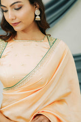 Pure China Silk Saree with Handcrafted Dabka Sequin Embroidery