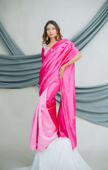 Pure China Silk Saree with Elegant Triple-Shade Finish and Handcrafted Kardana & Dabka Embroidery