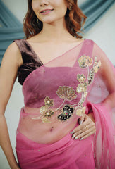 Pure Organza Saree with Classic Zardozi Hand Embroidery