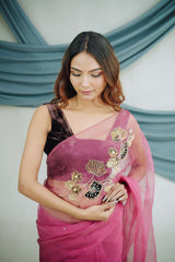 Pure Organza Saree with Classic Zardozi Hand Embroidery