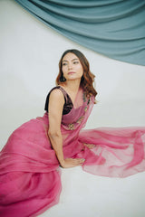 Pure Organza Saree with Classic Zardozi Hand Embroidery