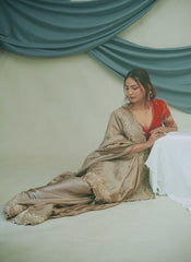 Pure Kora Silk Saree with Gzai Hand Embroidery Highlights