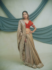 Pure Kora Silk Saree with Gzai Hand Embroidery Highlights