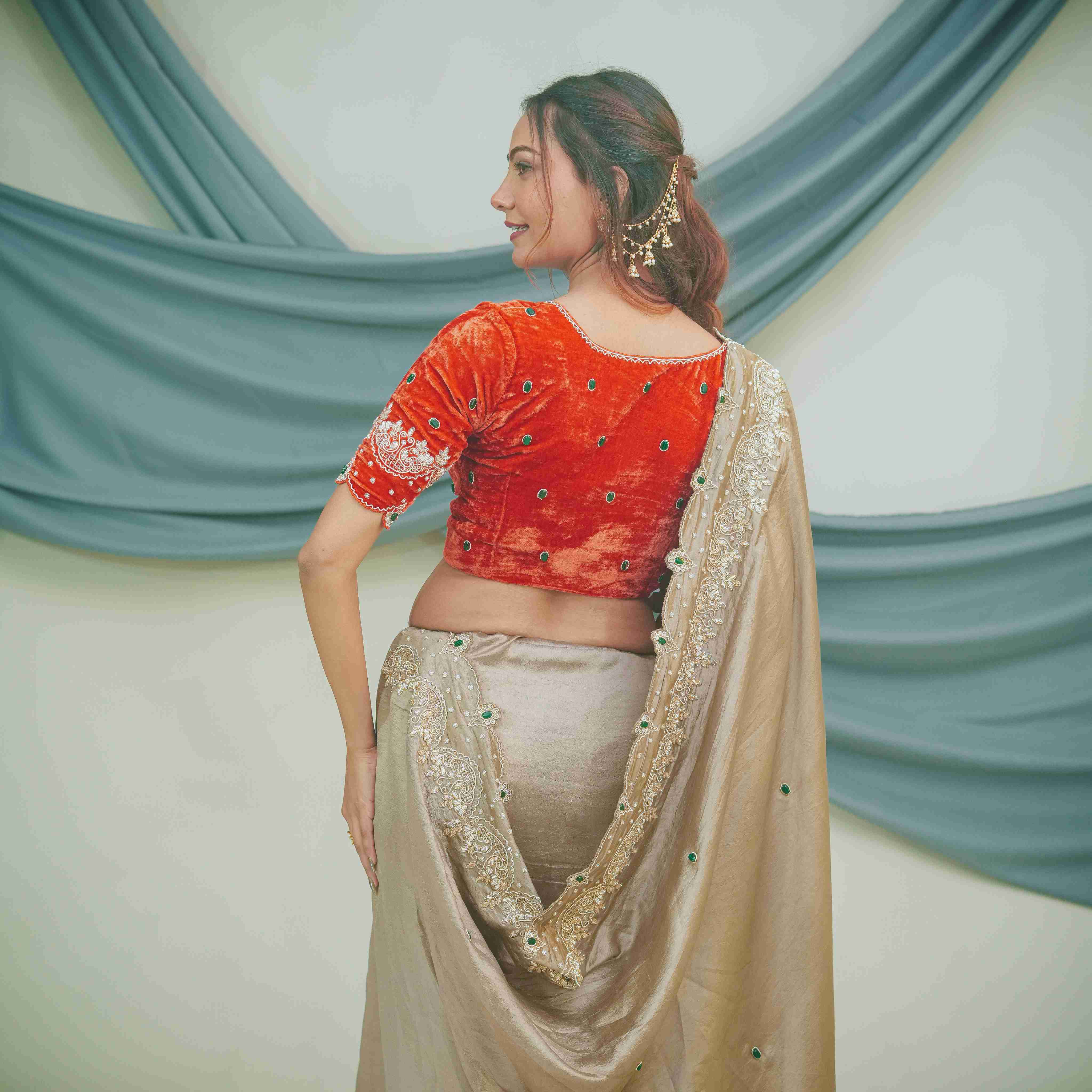 Pure Kora Silk Saree with Gzai Hand Embroidery Highlights