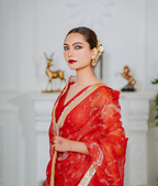 Pure orgnza with zari hand work saree unstitched blouse raw silk