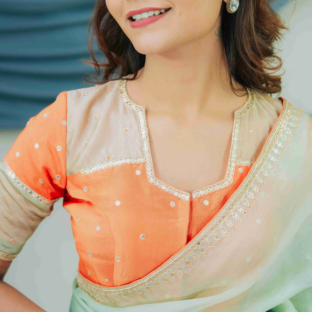 Organza Saree with Dabka Work 