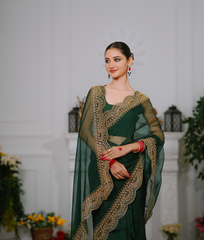 Pure Orgnza with Pearl & Baka Handwork Raw Silk Blouse