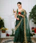 Pure Orgnza with Pearl & Baka Handwork Raw Silk Blouse
