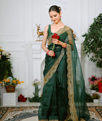 Pure Orgnza with Pearl & Baka Handwork Raw Silk Blouse