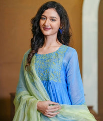 Mul chanderi fabric orgnza dupta hand Embrodiray