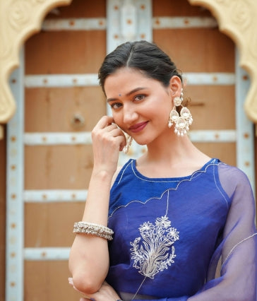 Pure orgnza Handwork zari work raw silk blouse