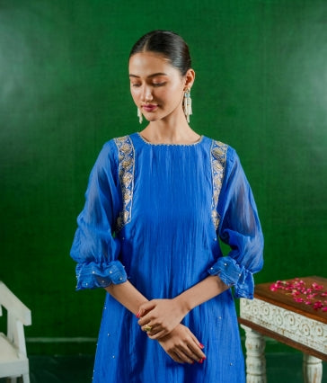 Mul Chanderi Suit with Orgnza Dupta Pure Zardozi Handwork