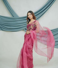 Pure Organza Saree with Classic Zardozi Hand Embroidery
