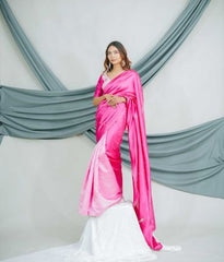 Pure China Silk Saree with Elegant Triple-Shade Finish and Handcrafted Kardana & Dabka Embroidery