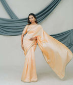 Pure China Silk Saree with Handcrafted Dabka Sequin Embroidery