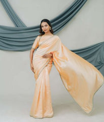 Pure China Silk Saree with Handcrafted Dabka Sequin Embroidery