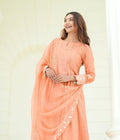 Mul Chanderi Suit with Organza Dupatta & Mirror Hand Embroidery