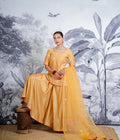 Chanderi Silk Sarara Set with Orgnza Duptta Pithon Work Detail with Gotta Work