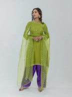 Pure Chanderi Silk Kurti and Farsi Salwar with Organza Dupatta