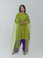 Pure Chanderi Silk Kurti and Farsi Salwar with Organza Dupatta